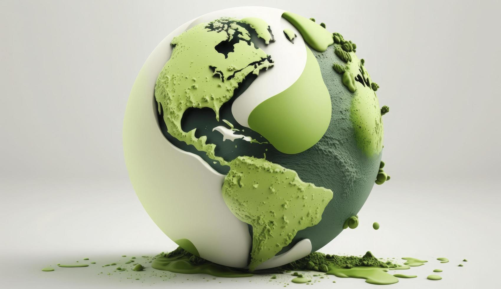 World Earth day concept. Illustration of the green planet earth on a white background. earth day poster, banner, card,  APRIL 22, Saving the planet, environment,  Planet Earth,  Generate Ai photo