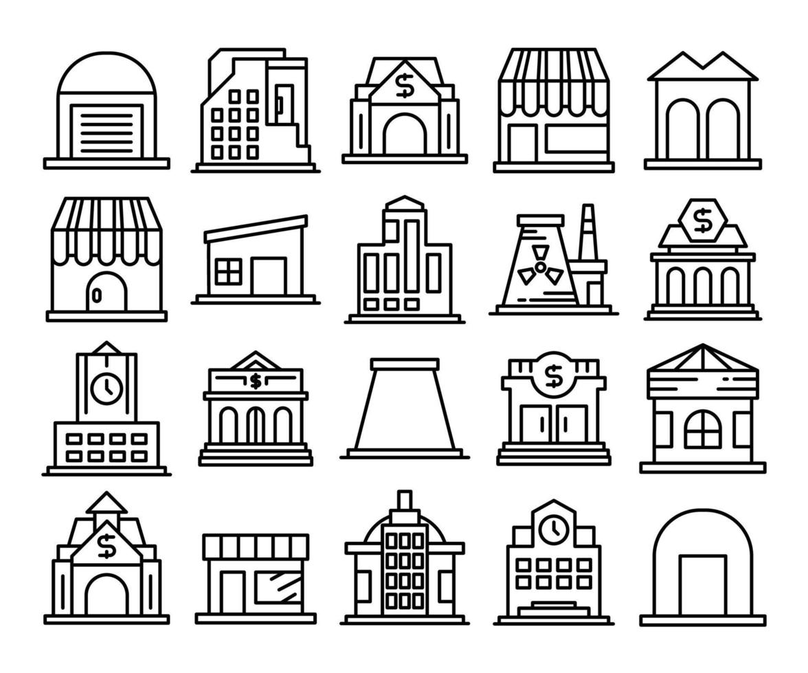 building icons set line illustration vector