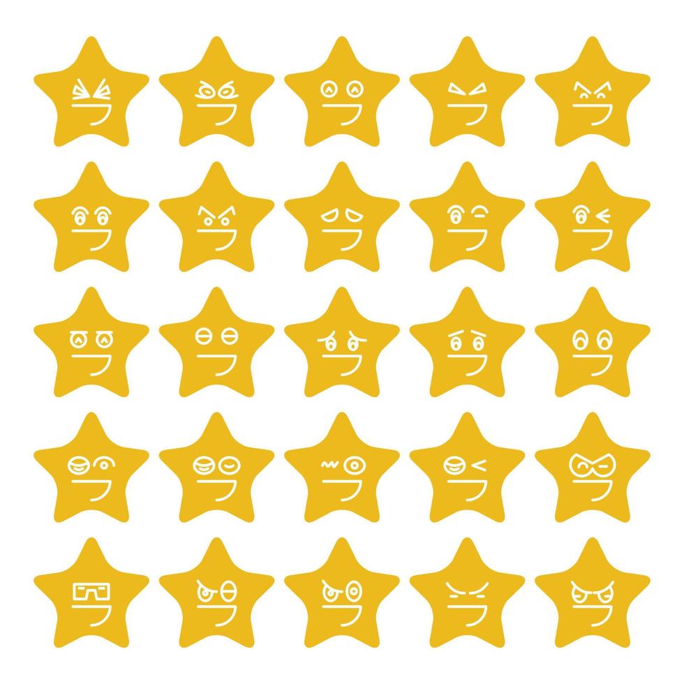 yellow star emoticon vector set