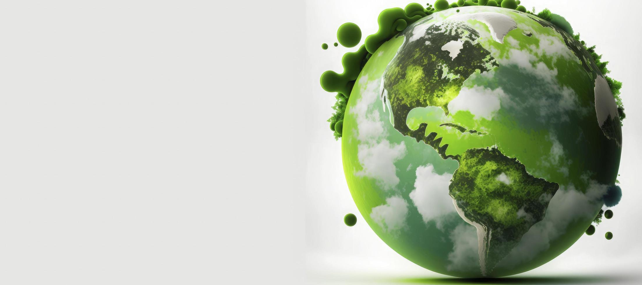 World Earth day concept. Illustration of the green planet earth on a white background. earth day poster, banner, card,  APRIL 22, Saving the planet, environment,  Planet Earth,  Generate Ai photo