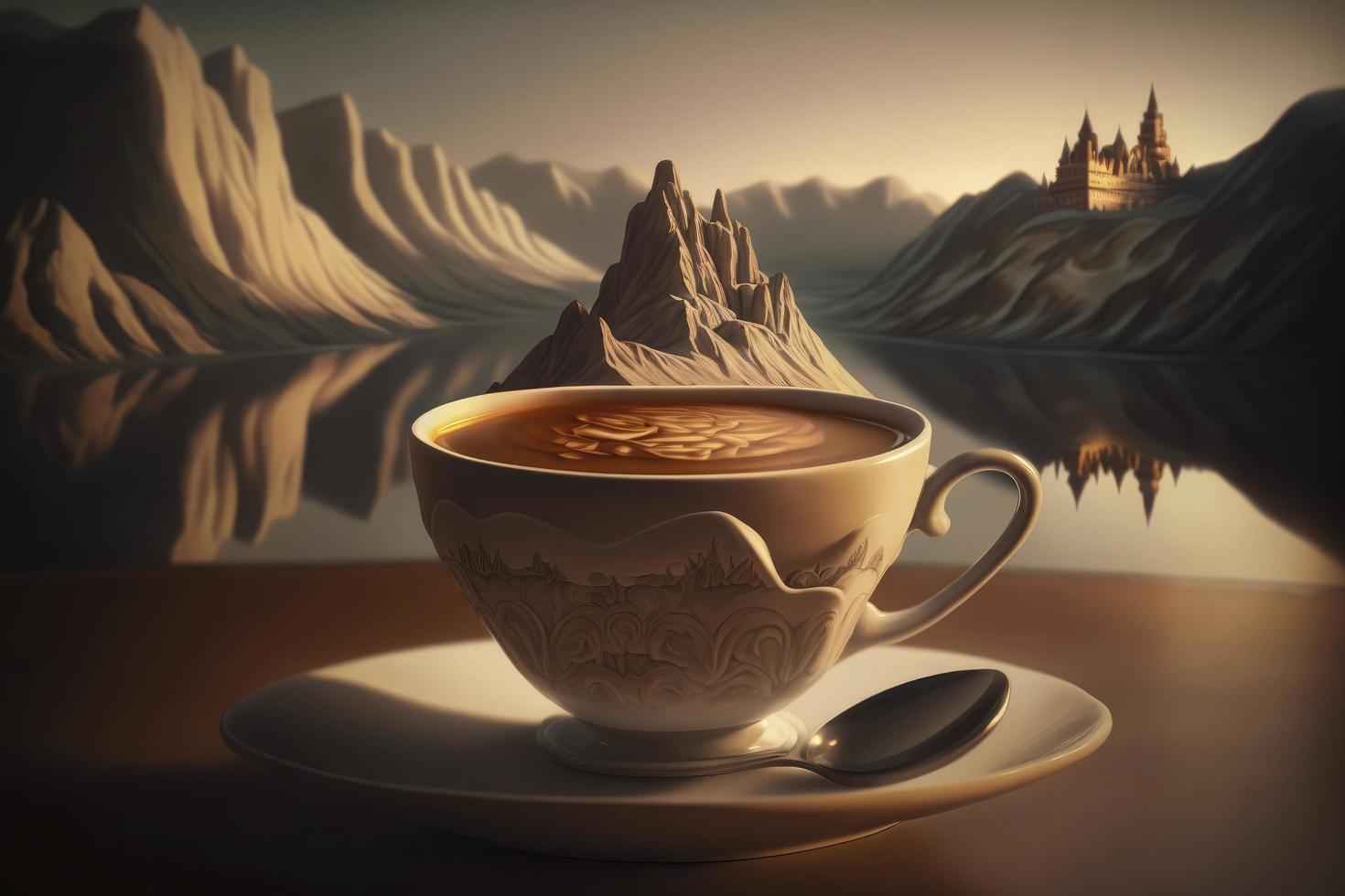 a Cinematic shot of Disney's tea cup in Paris, illustration with cinematic lighting, award winning illustration , Generate Ai photo