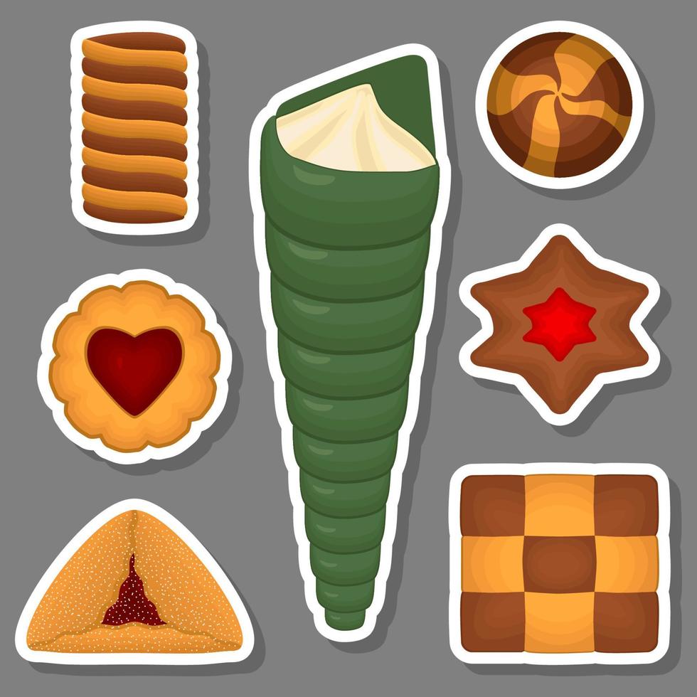 Big set homemade cookie different taste in pastry biscuit vector
