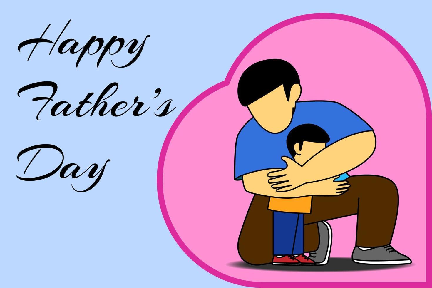 Vector of Dad hug son for father day. Illustration family love together. Character flat design.