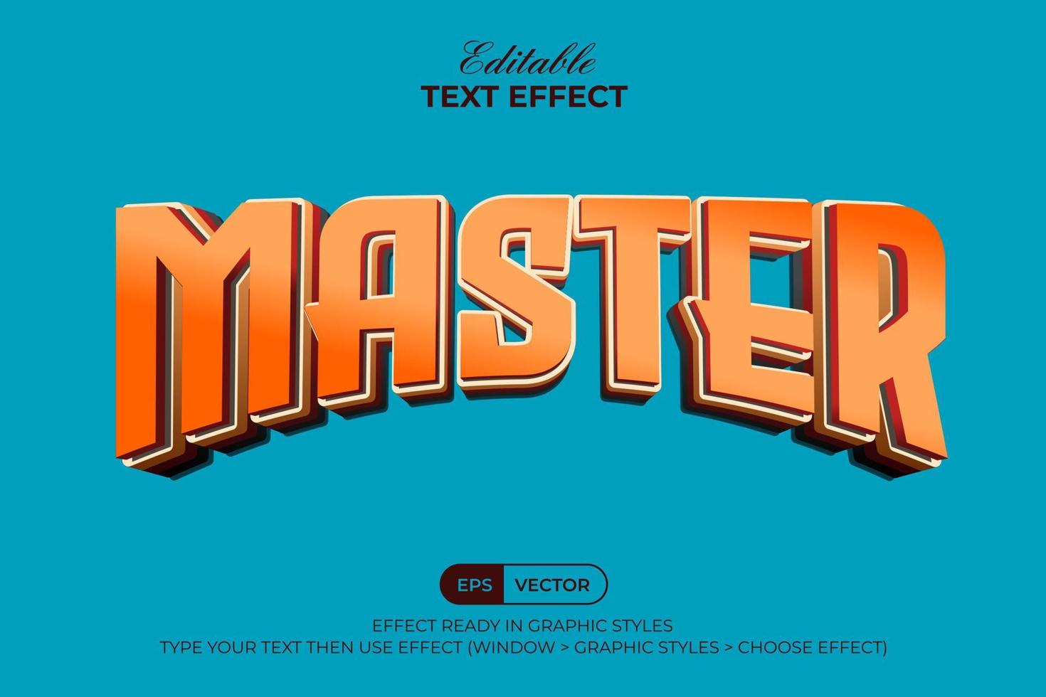 Master text effect 3d curved style. Editable text effect. vector