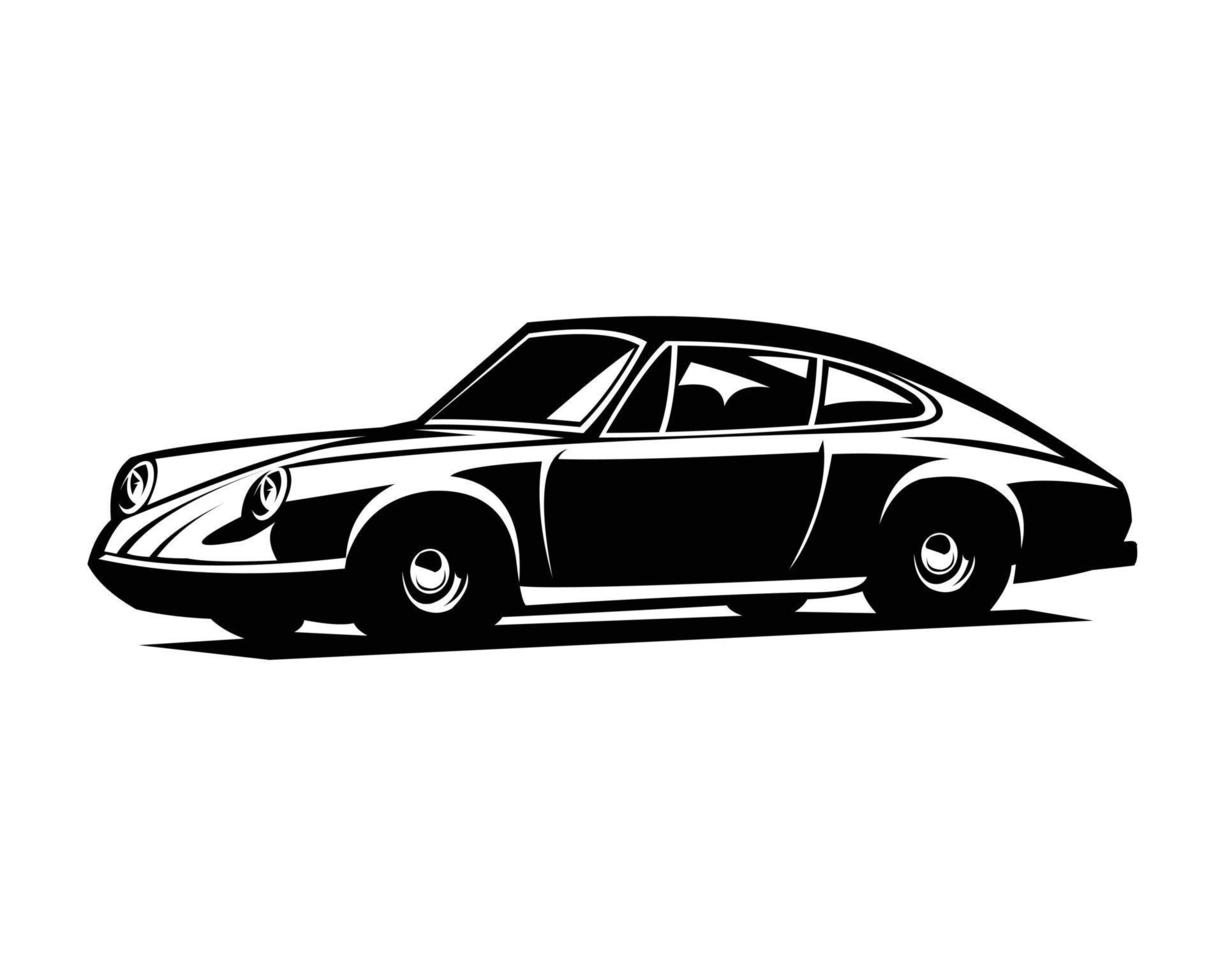 vector clásico europeo coche silueta. aislado blanco antecedentes ver desde lado. mejor para logo, insignia, emblema, icono, diseño pegatina, antiguo coche industria. disponible en eps 10