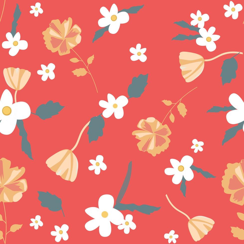 Seamless floral pattern. Trendy design for wallpaper, textile design, packing, fabric. Modern vibrant abstract flowers and leaves. vector