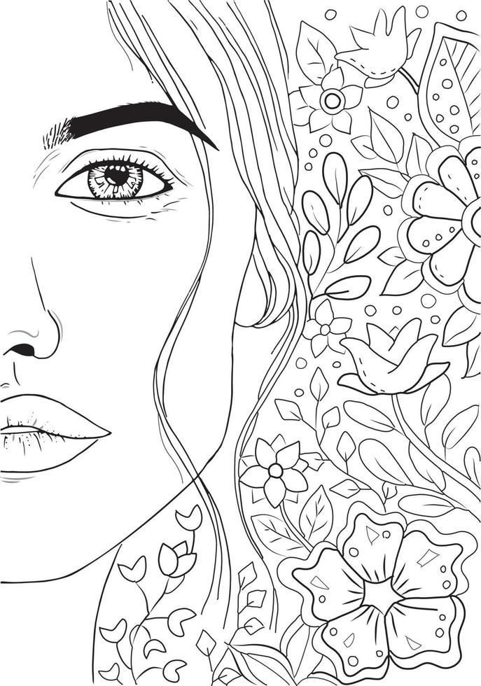 Hand drawing coloring for kids and adults. Beautiful drawings with