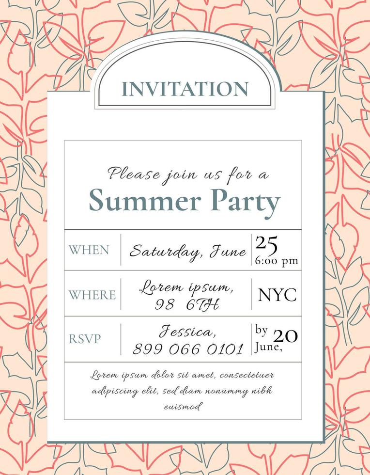Vintage invitation template. Old classic style. Design for wedding, greeting card, advertisement, label, poster or banner vector