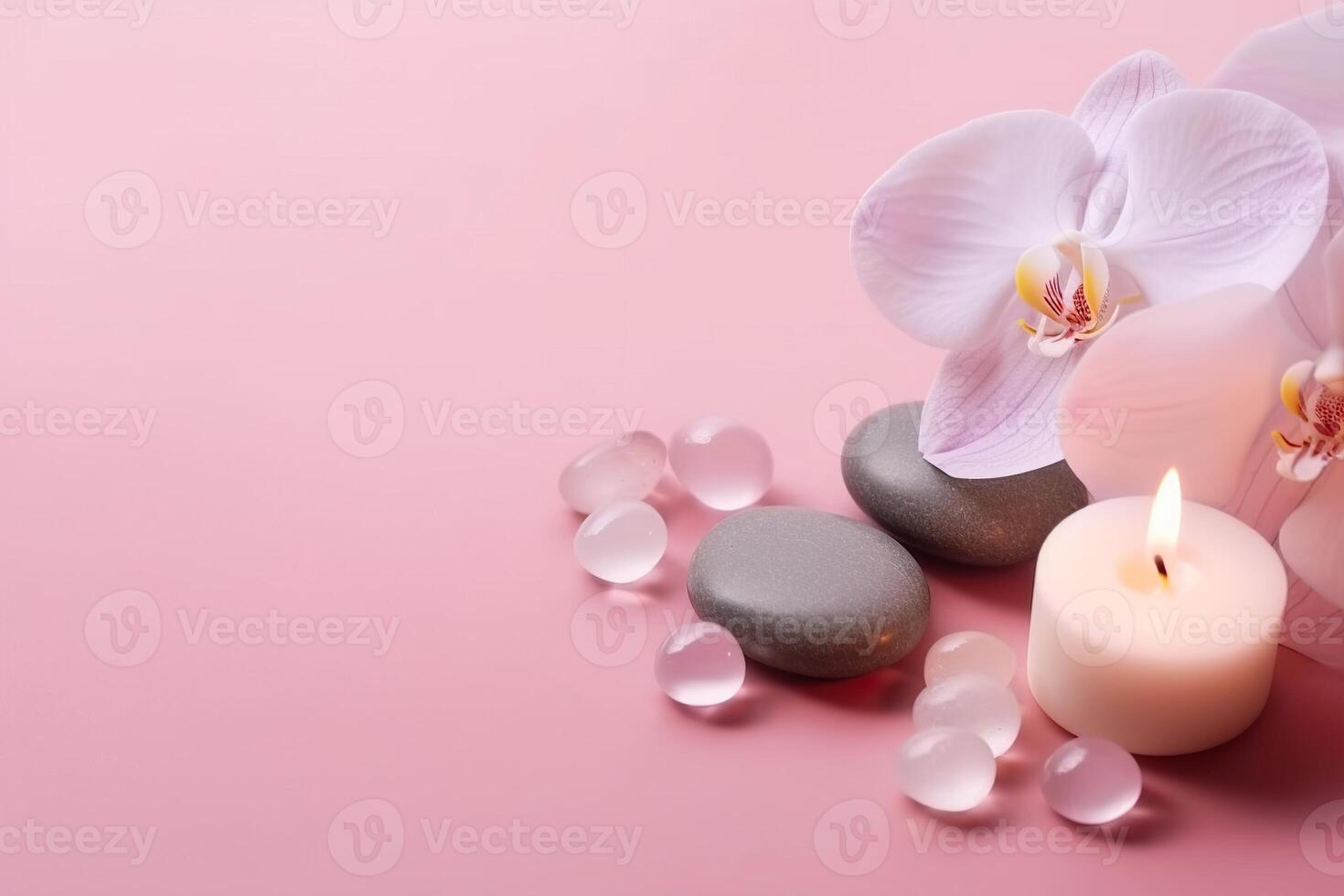 Beautiful spa background with copy space. Wellness backdrop. Empty space for text, advertising. Beauty procedure, service. Relax and wellbeing. . photo