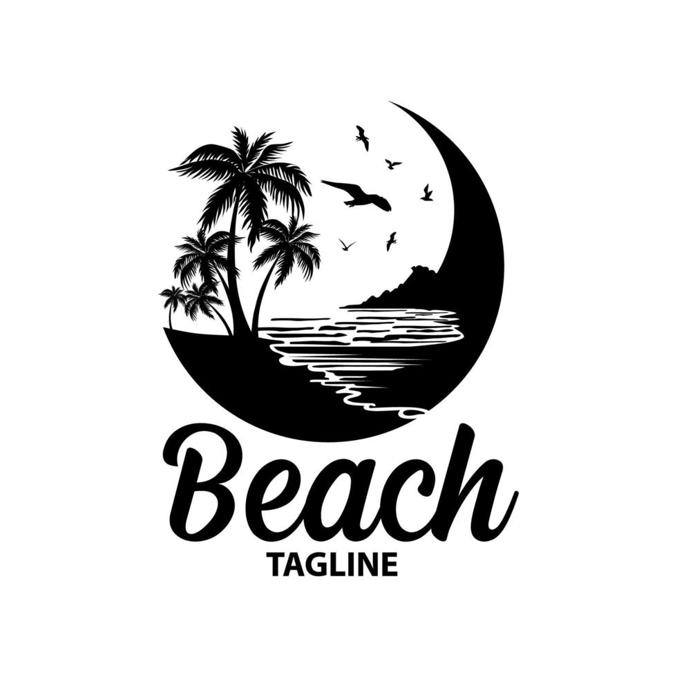 beach logo silhouette design vector illustration