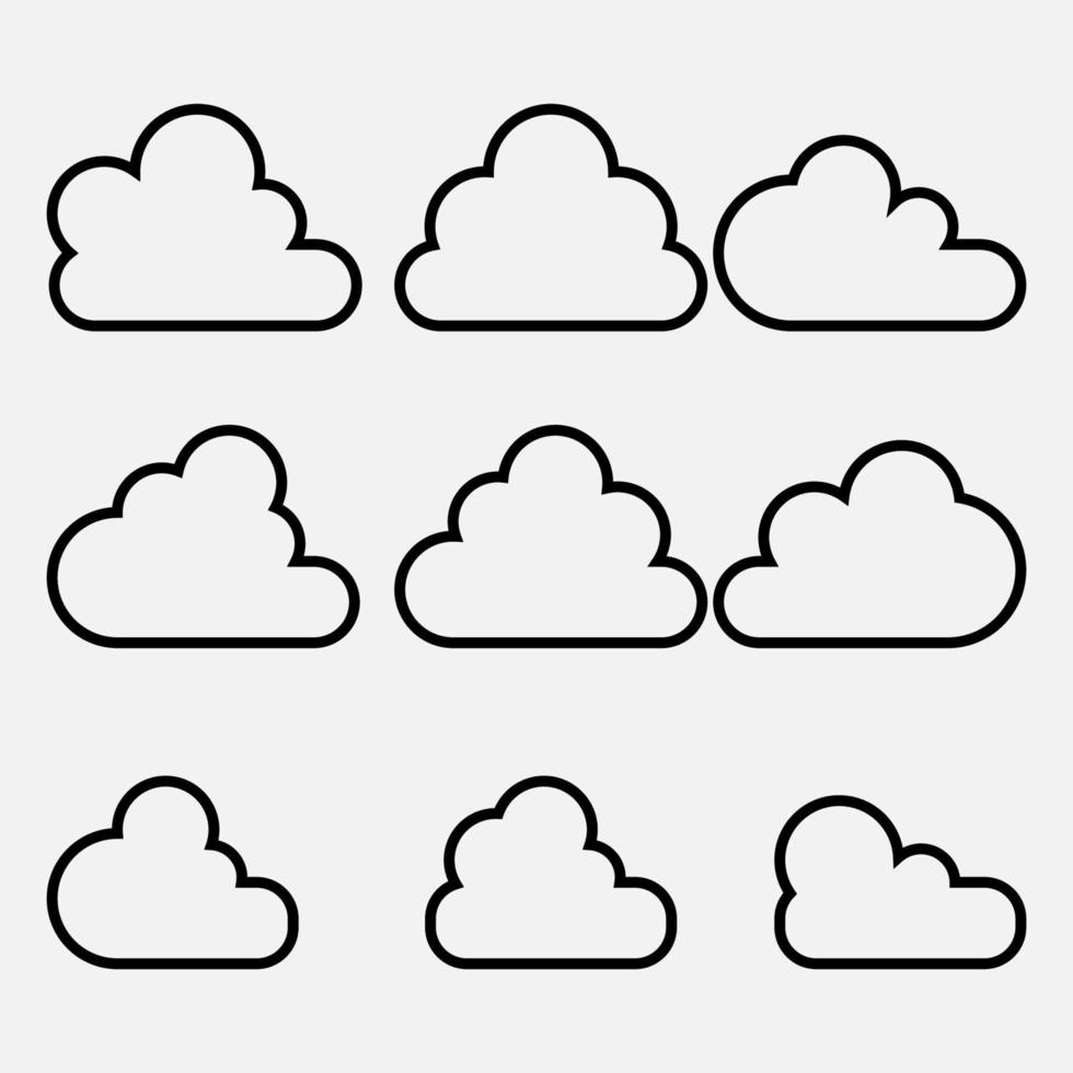 conjunto de nube icono vector ilustración contorno diseño