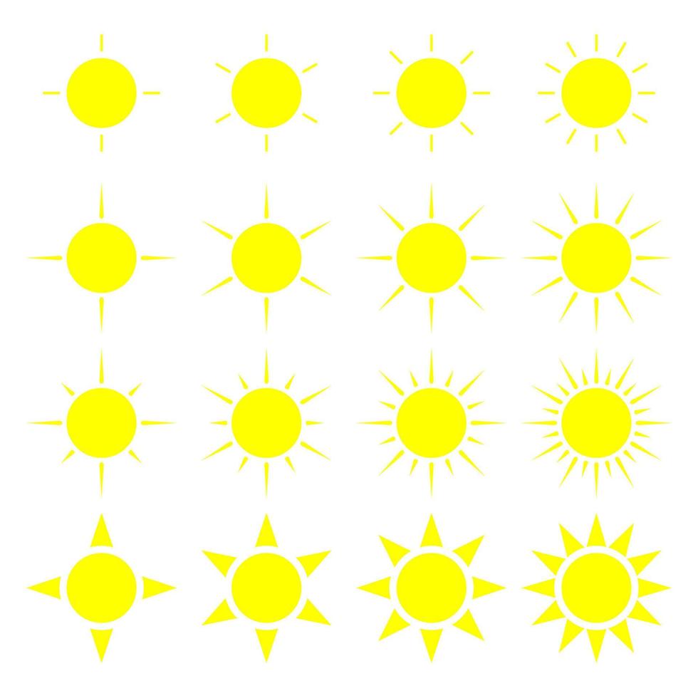 set of sun icon vector illustration flat design