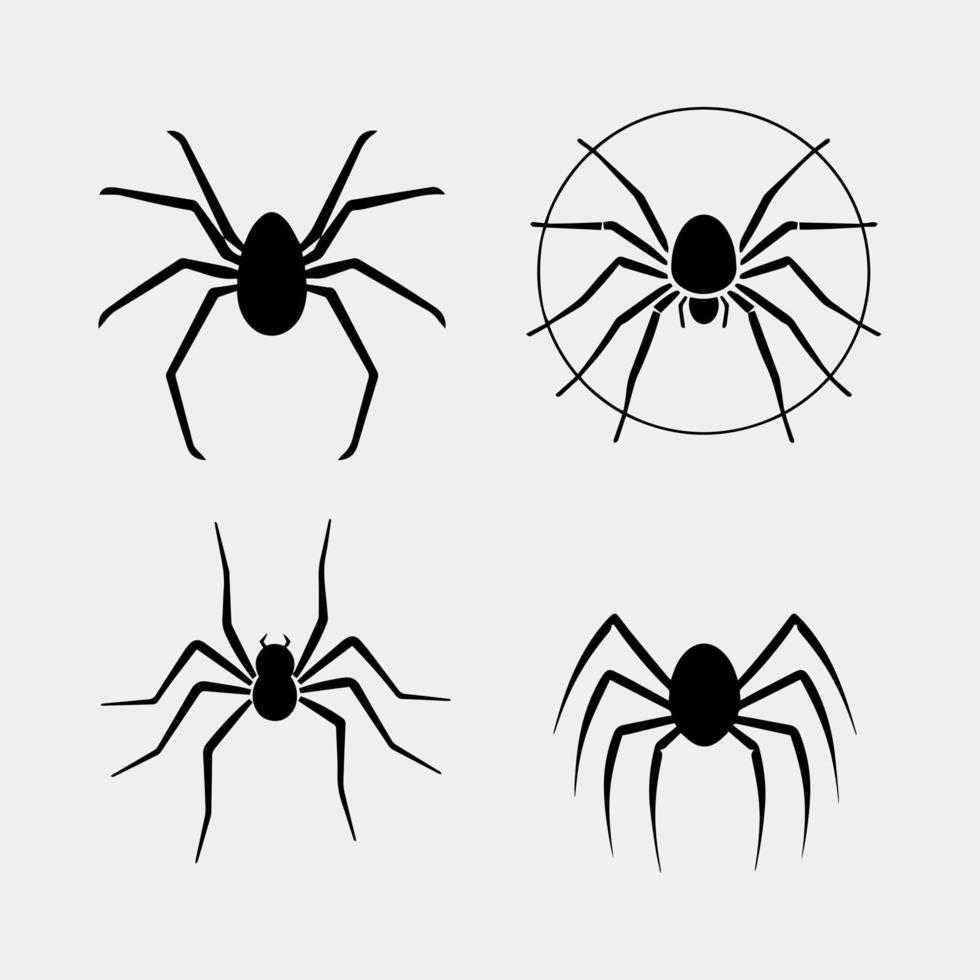 conjunto de vector ilustración de araña silueta en blanco antecedentes