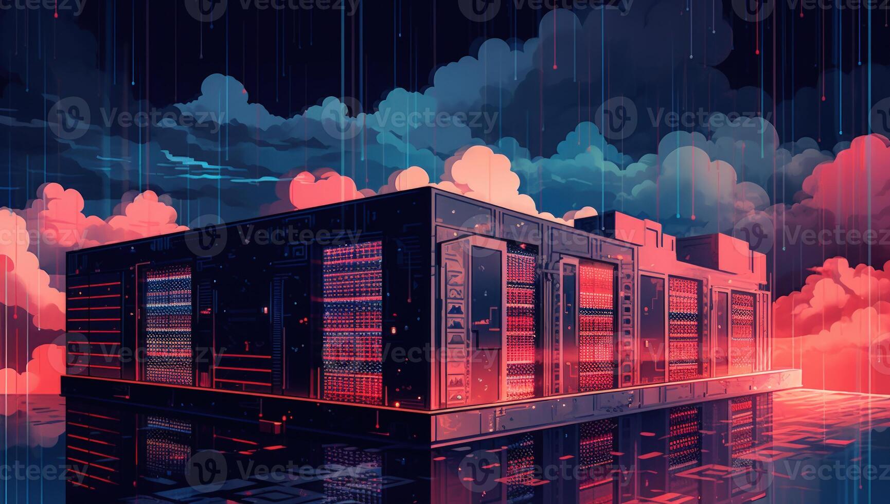 Data center, server room, datacenter, big data center, cloud computing concept. photo