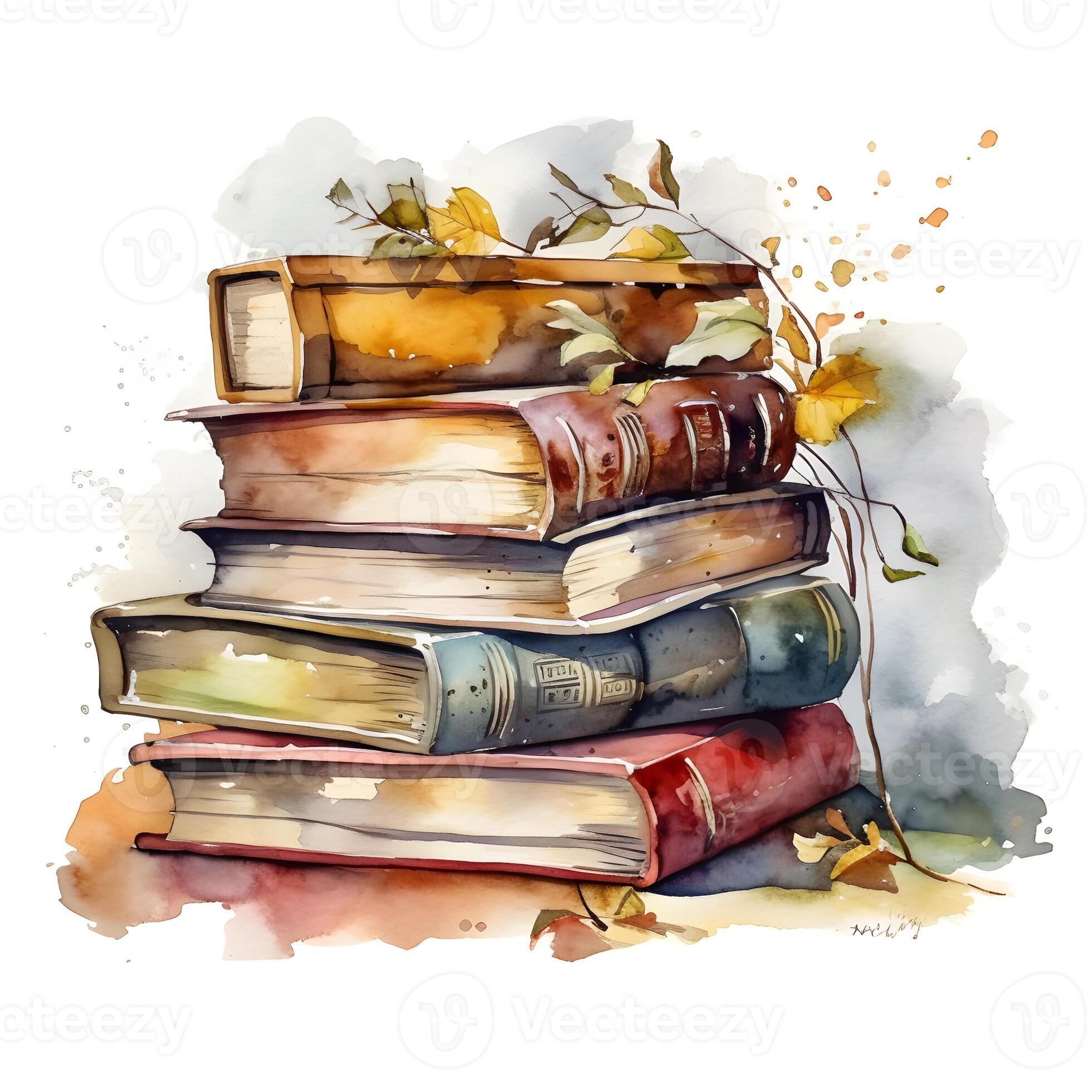 Watercolor Books Set Open Books Stack Books Education Knowledge Concept  Stock Illustration by ©kateja #365795924