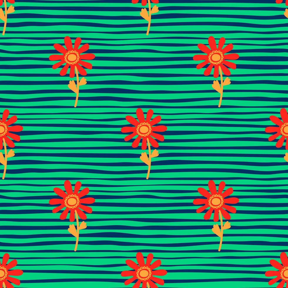 Naive flower seamless pattern. Cute floral endless background. vector