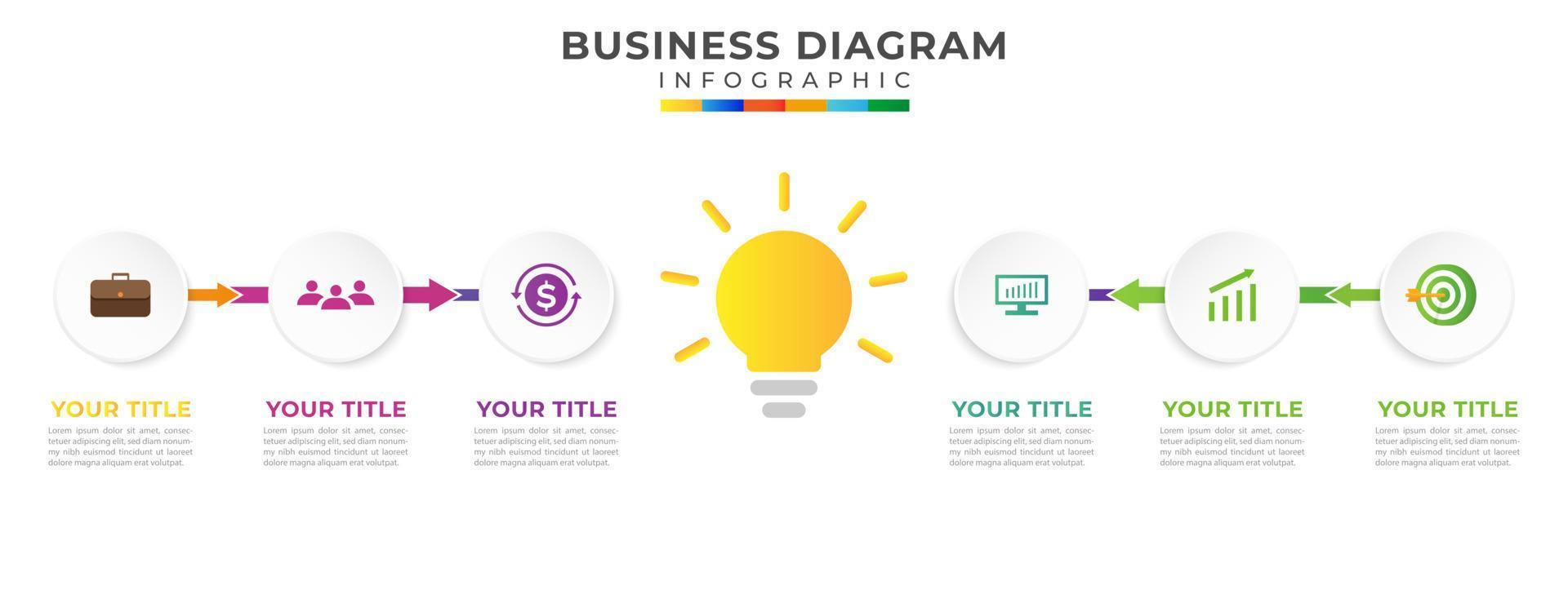 6 Steps Modern Timeline diagram with circle topic and icon business vector