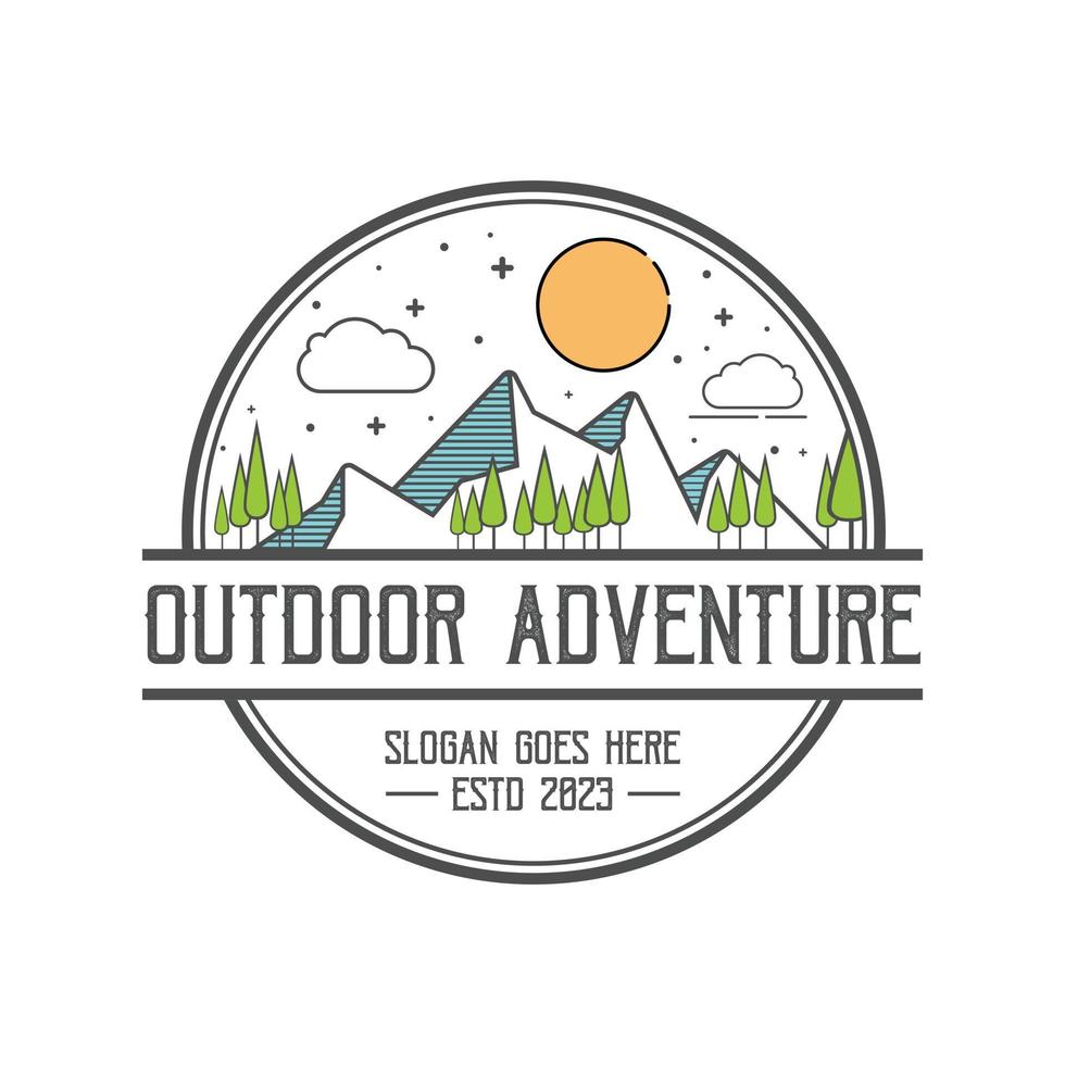 Line art adventure logo template vector