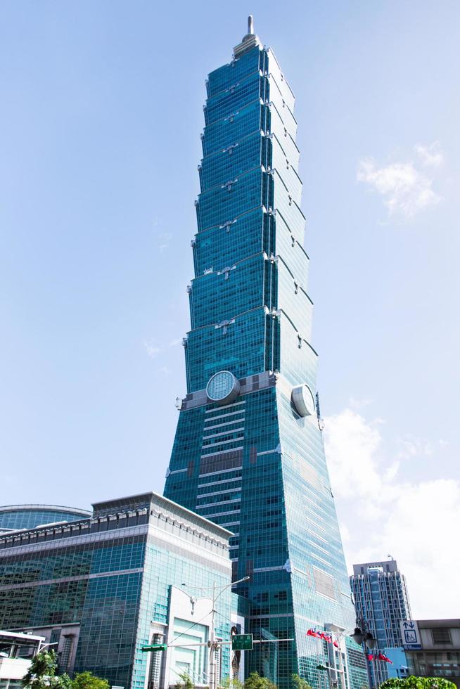 TAIPEI, TAIWAN - OCT 09, 2017-known as the Taipei World Financial Center is a landmark skyscraper in Taipei, Taiwan. The building was officially classified as the world's tallest in 2004 until 2010. photo