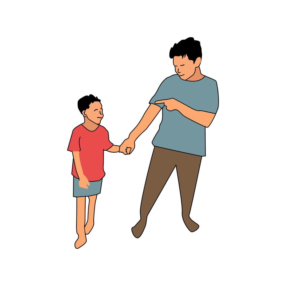 happy fathers day father and soon vector