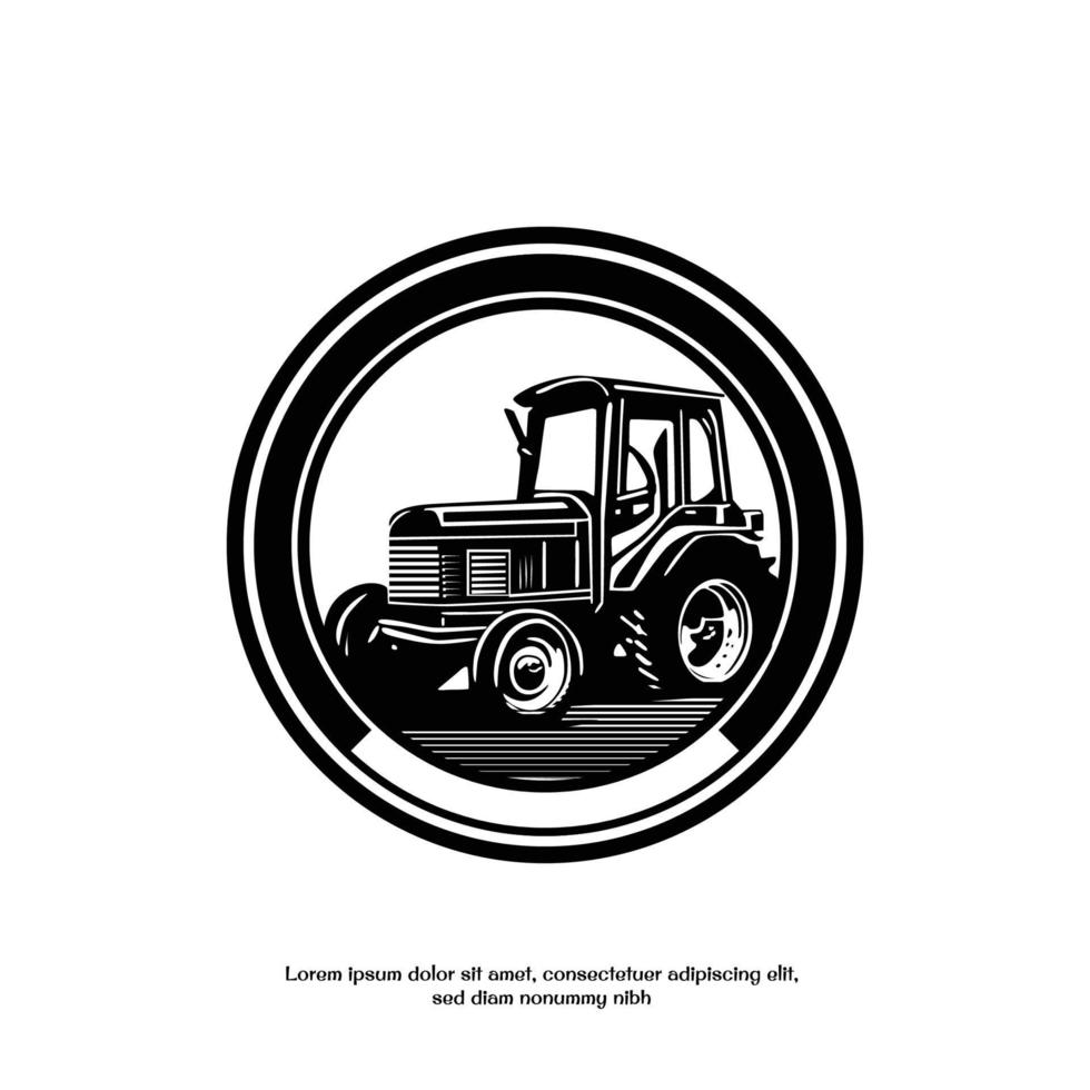 tracktor logo black and white vector isolated on white background