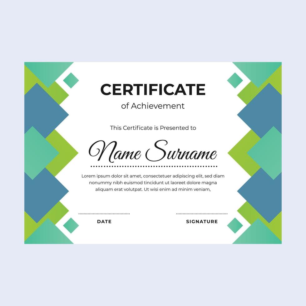 Modern certificate of achievement suitable for awards in corporate, personal business, and community vector