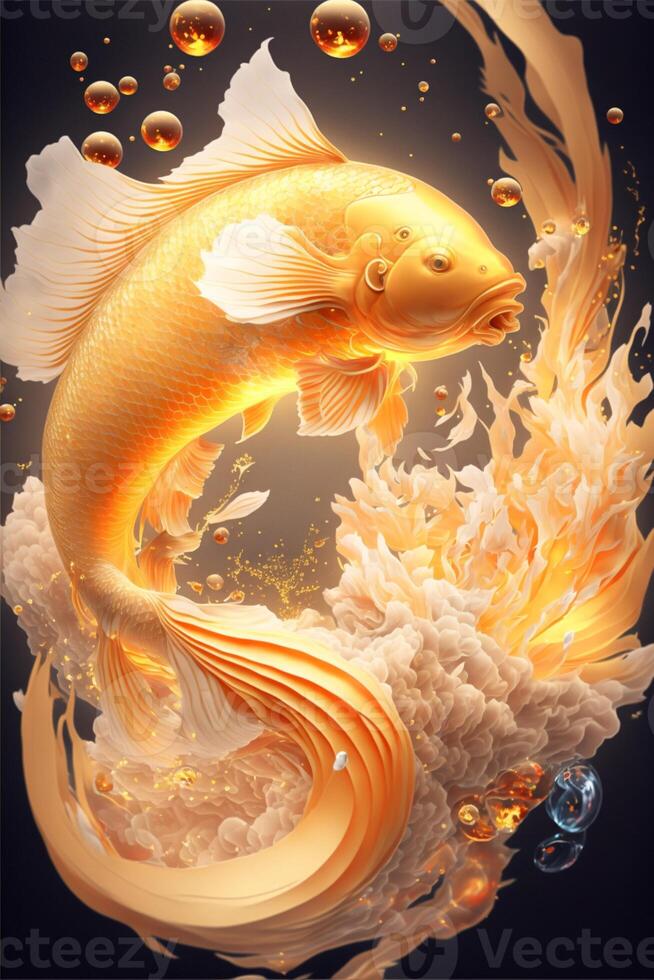 oriental mitología dorado peces koi generativo ai. foto