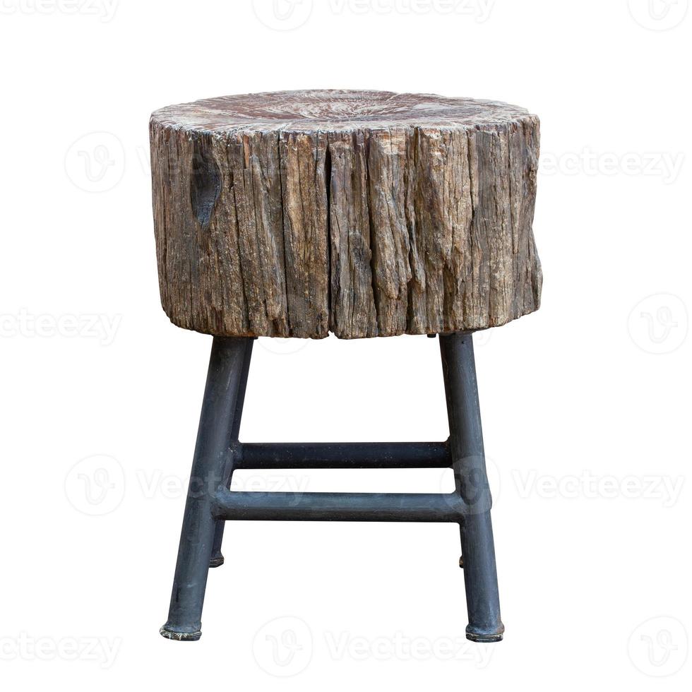 Tree Stump Chair Isolated on White with Clipping Path photo