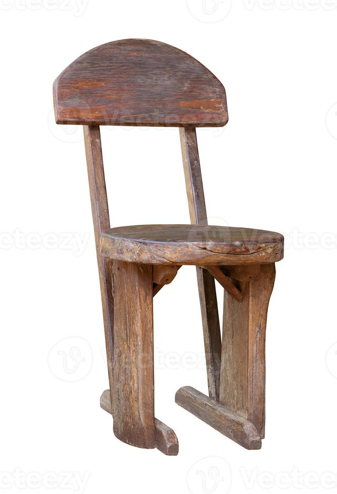 Old Wooden Chair Isolated on White with Clipping Path photo