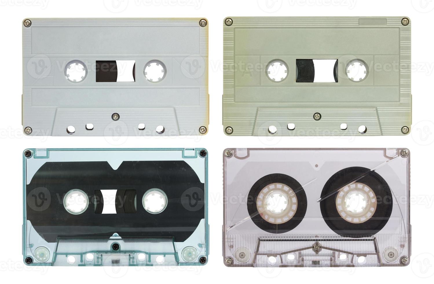 Set of Cassette Tape Isolated on White with Clipping Path photo