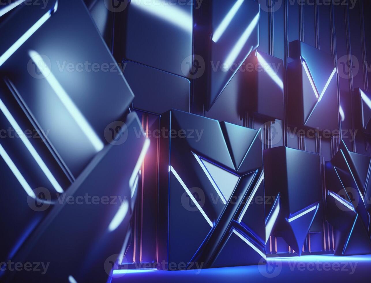 Abstract Motion Neon Geometric Background. photo