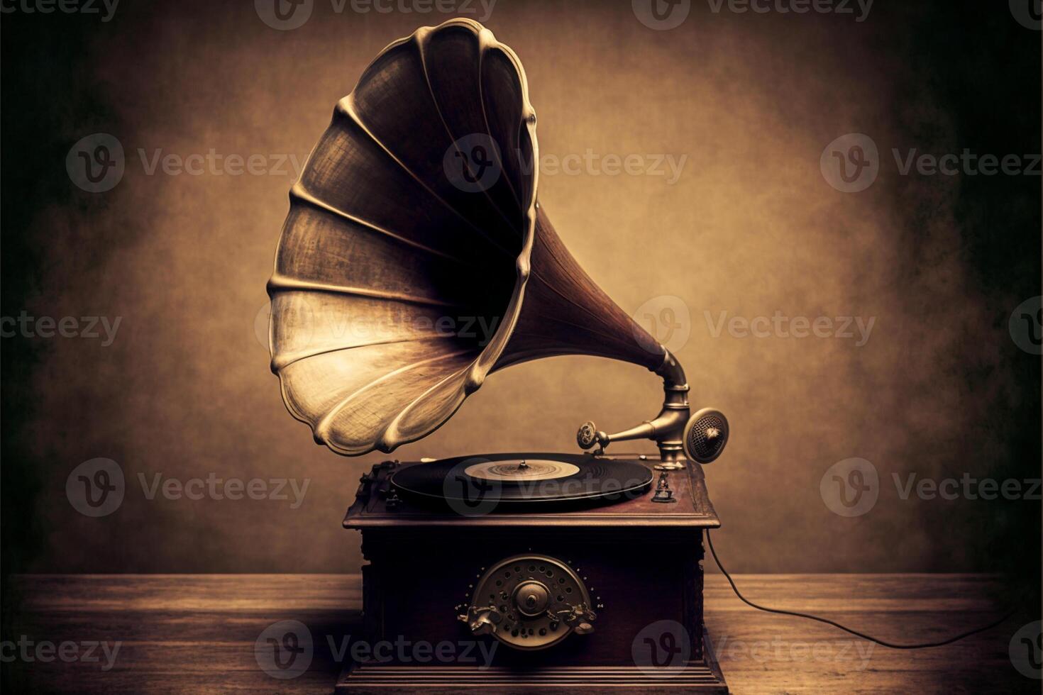 Retro old gramophone radio Vintage style toned photo. photo