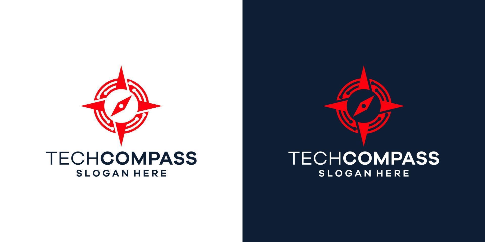 Compass logo design with tech style graphic design vector illustration. Symbol, icon, creative.