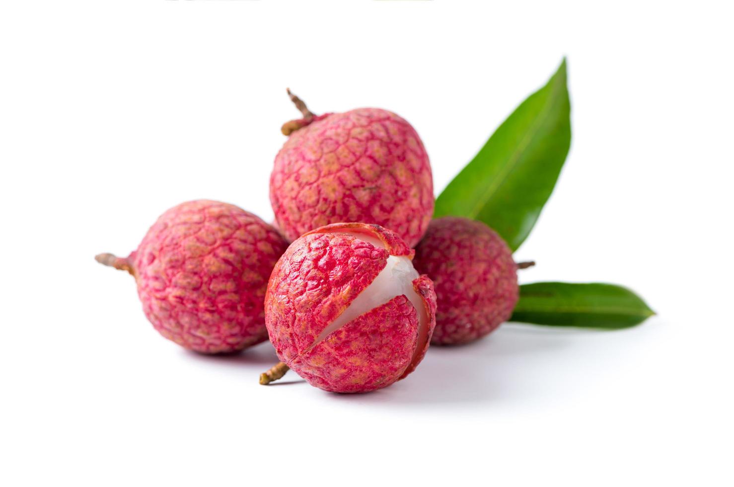 fresh organic lychee fruit isolated on white photo