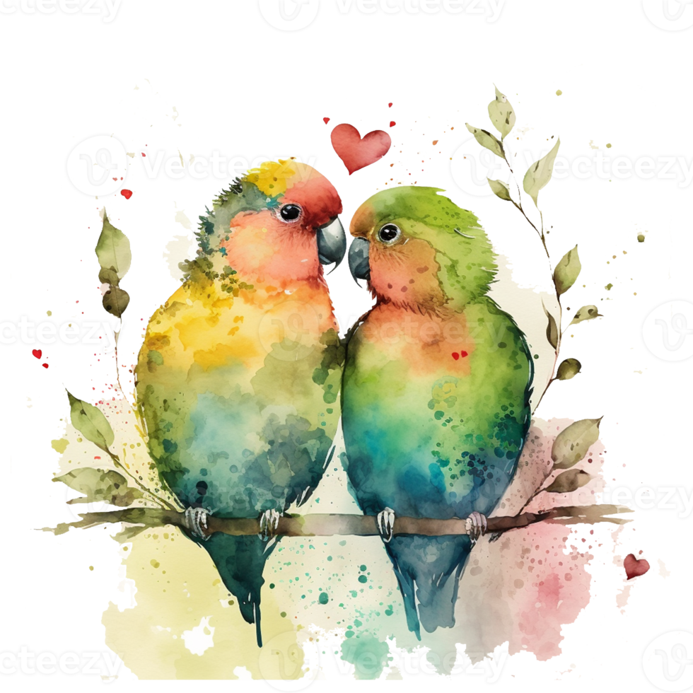 Love Birds Watercolor art . AI Generated png