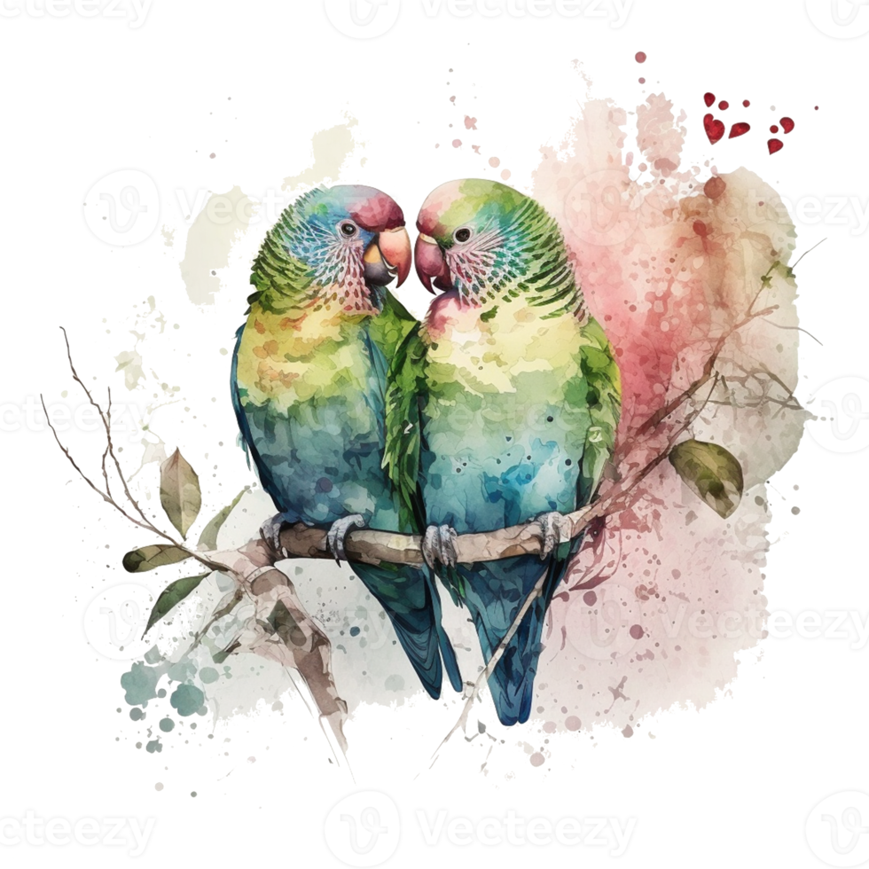 Love Parrotlet Birds Watercolor art . AI Generated png