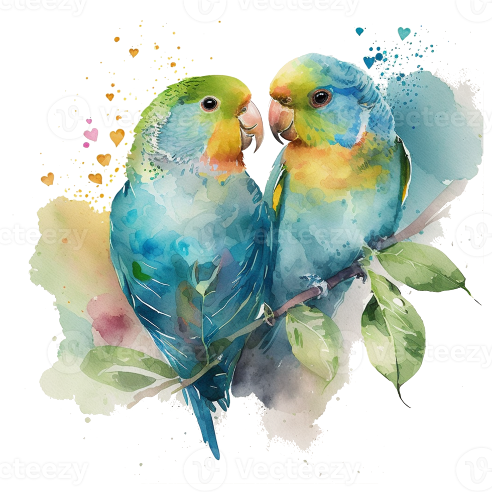 Love Parrotlet Birds Watercolor art . AI Generated png