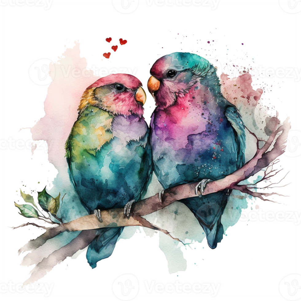 Love Birds Watercolor art . AI Generated png