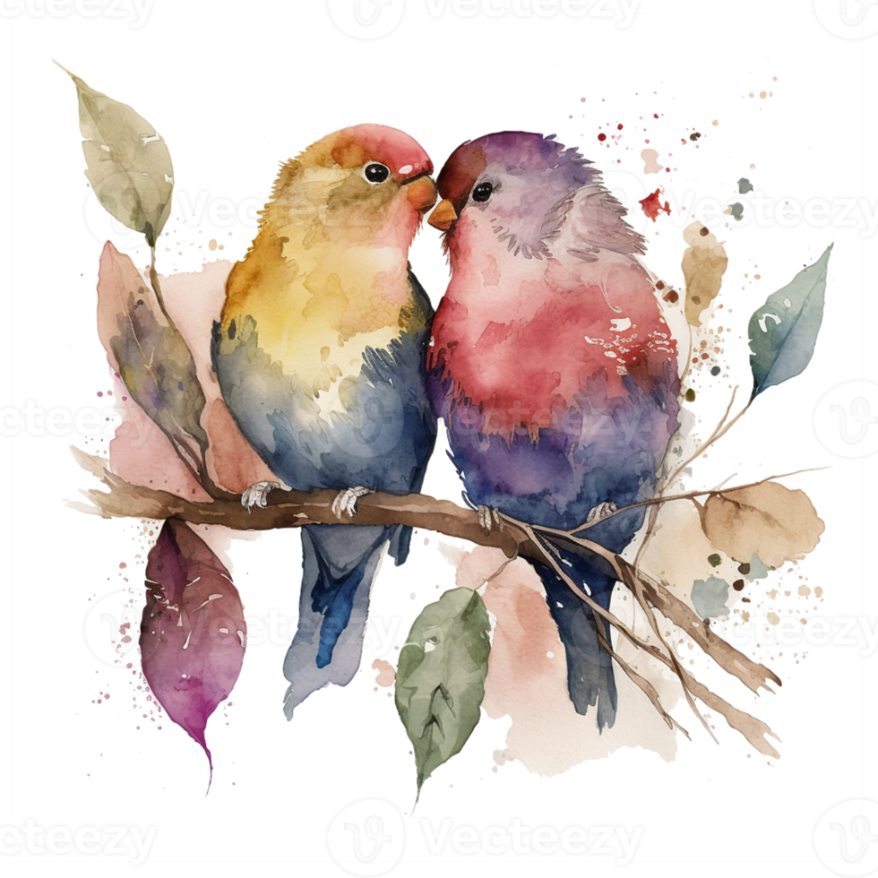 Love Birds Watercolor art . AI Generated png