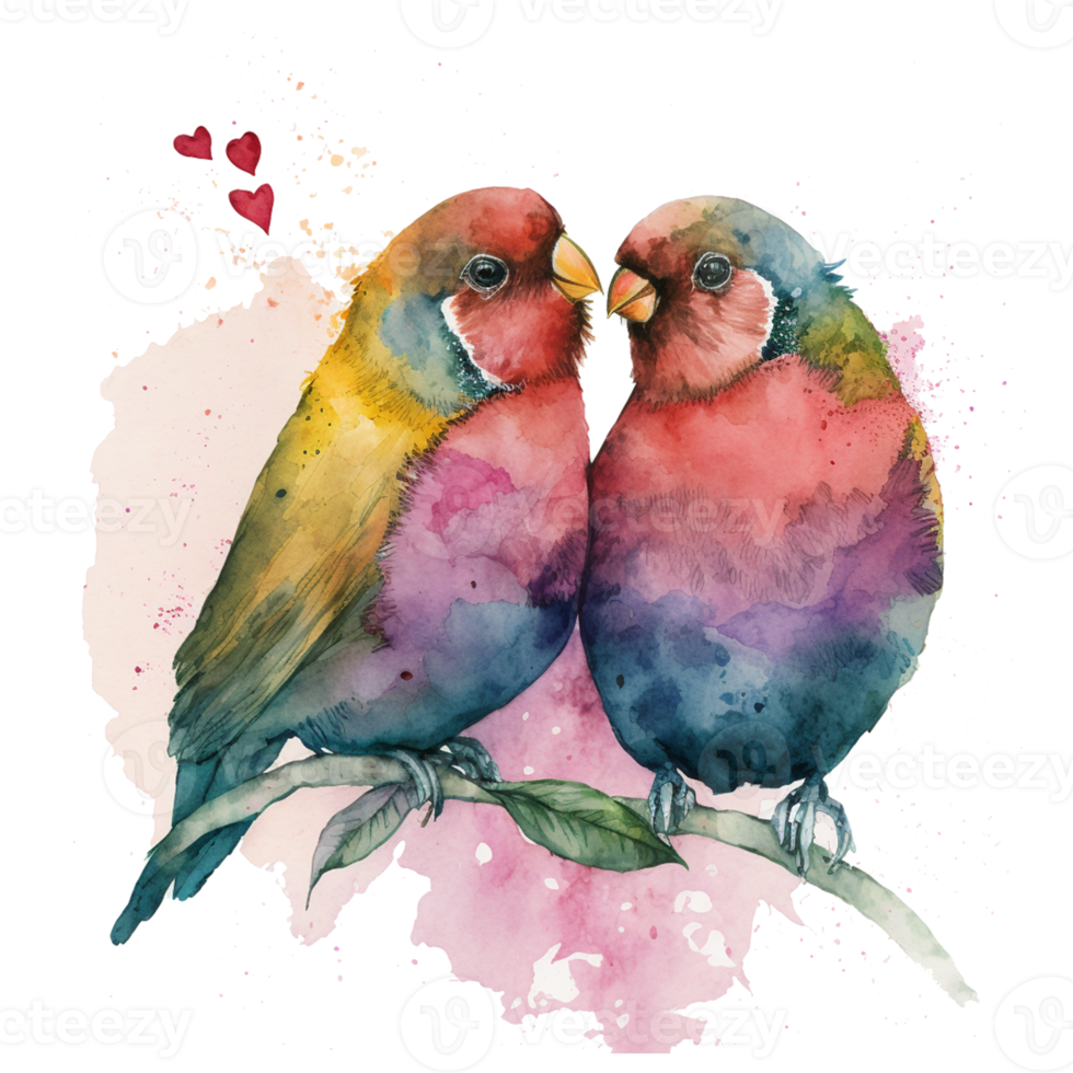 Love Birds Watercolor art . AI Generated png