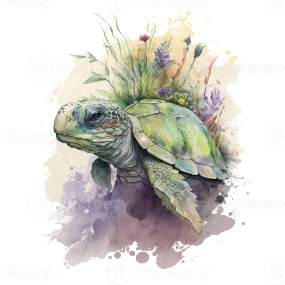 Turtle watercolor . AI Generated png