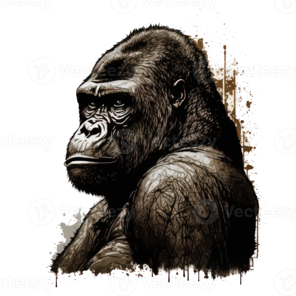 Gorilla Illustration im Gekritzel Stil . ai generiert png