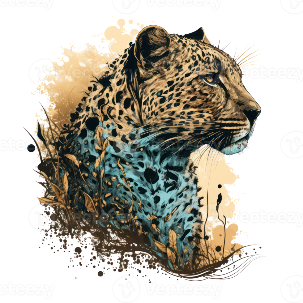 Leopard illustration in doodle style . AI Generated png