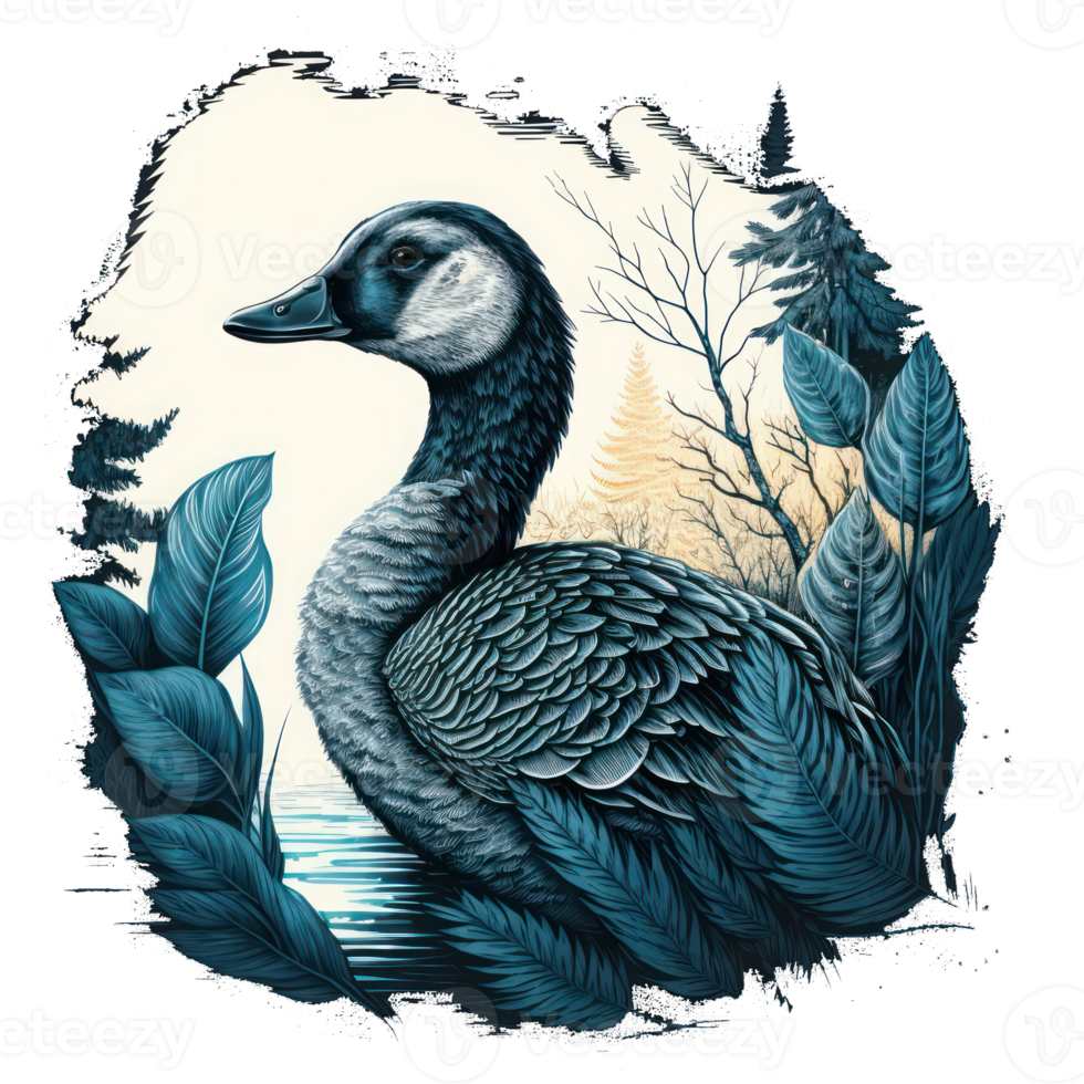 Goose illustration in doodle style . AI Generated png