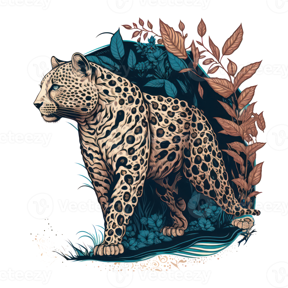 leopard illustration i klotter stil . ai genererad png