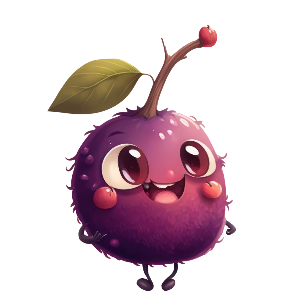 cute happy plum character . AI Generated png