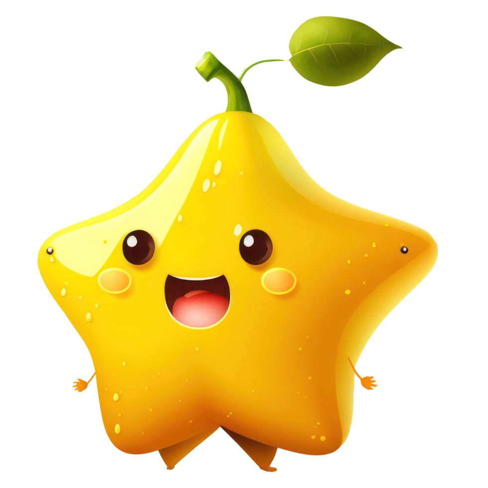 cute happy star fruit character . AI Generated png