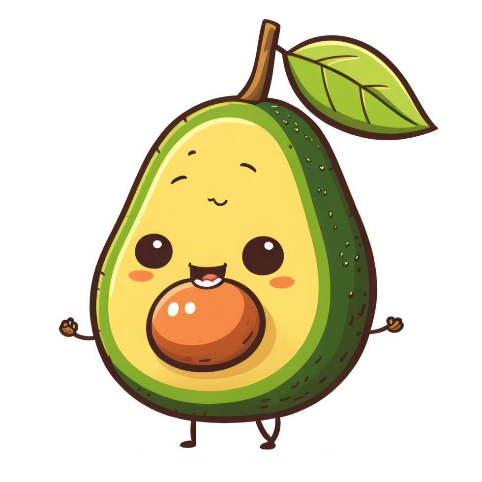 cute happy avocado character . AI Generated png