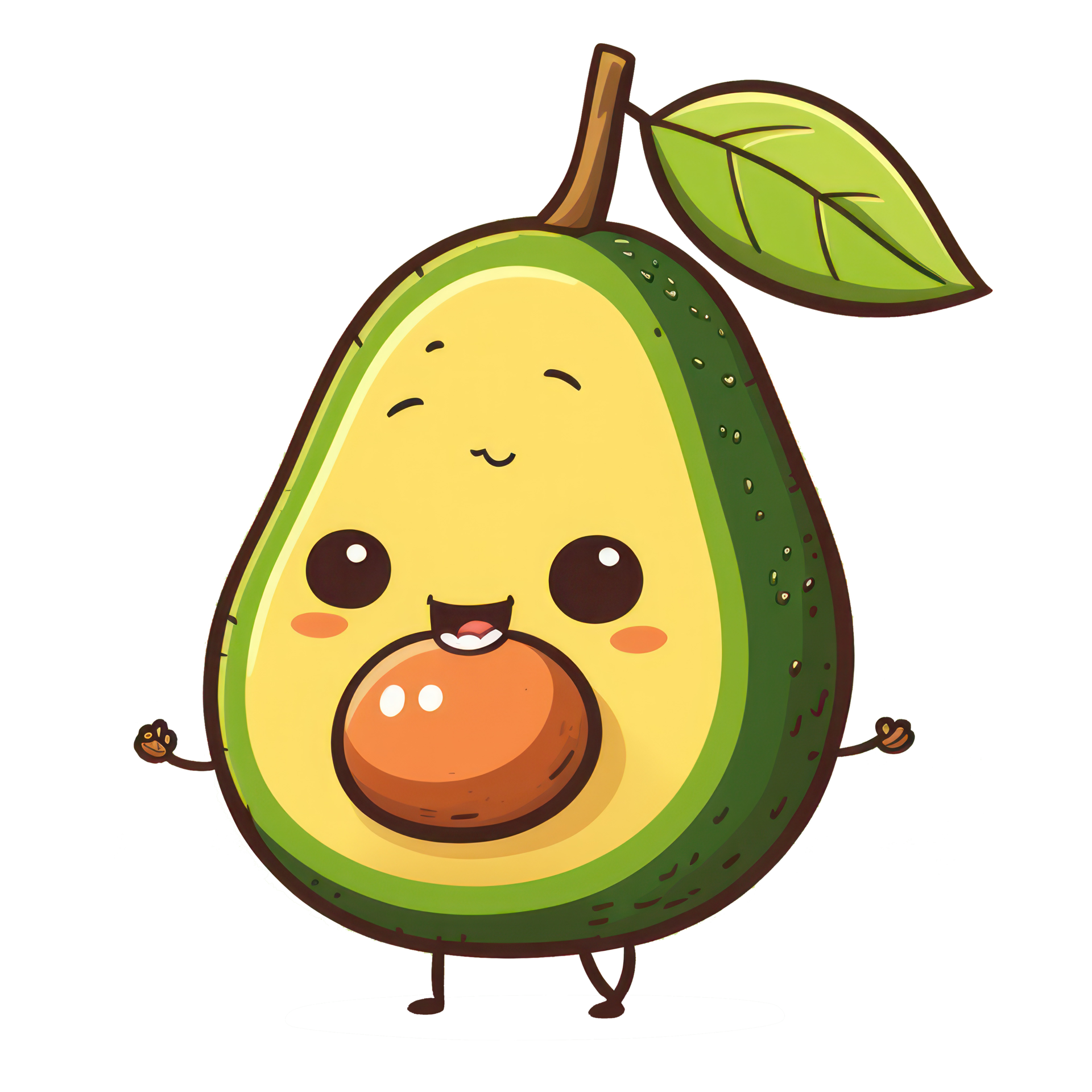 Cute Happy Avocado Character AI Generated 22960499 PNG