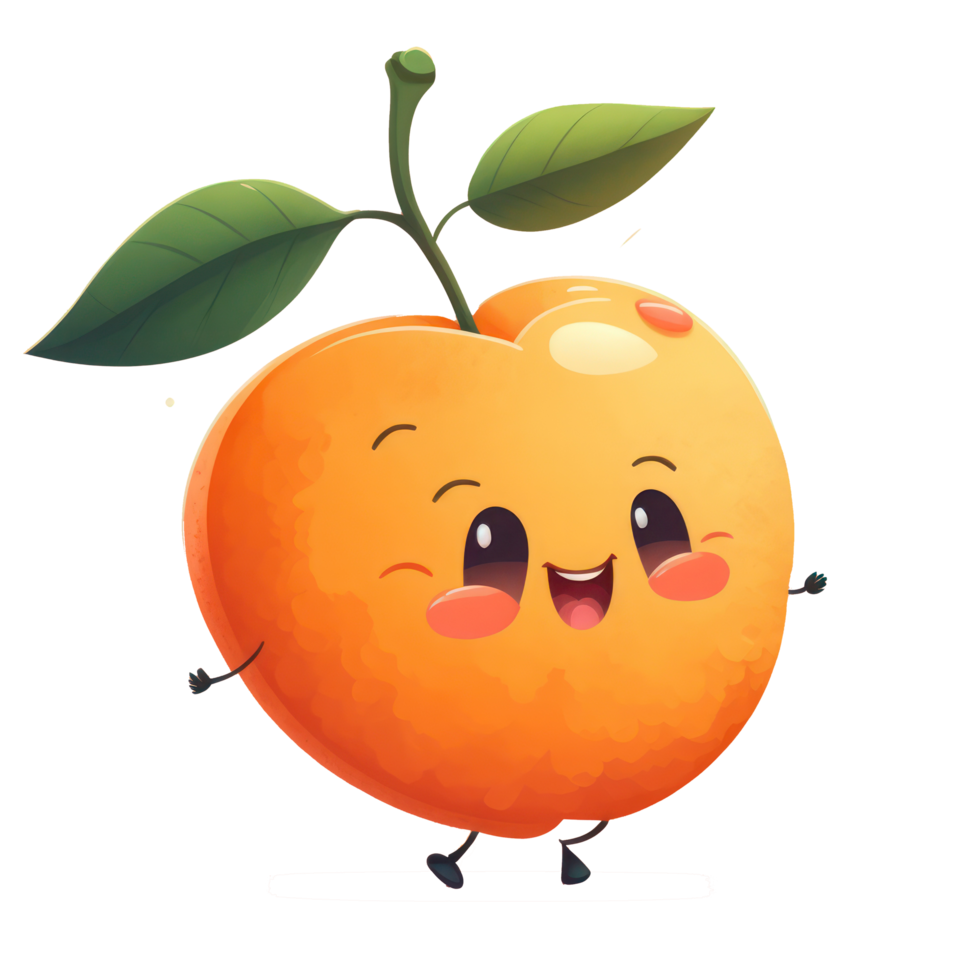 cute happy apricot character . AI Generated png